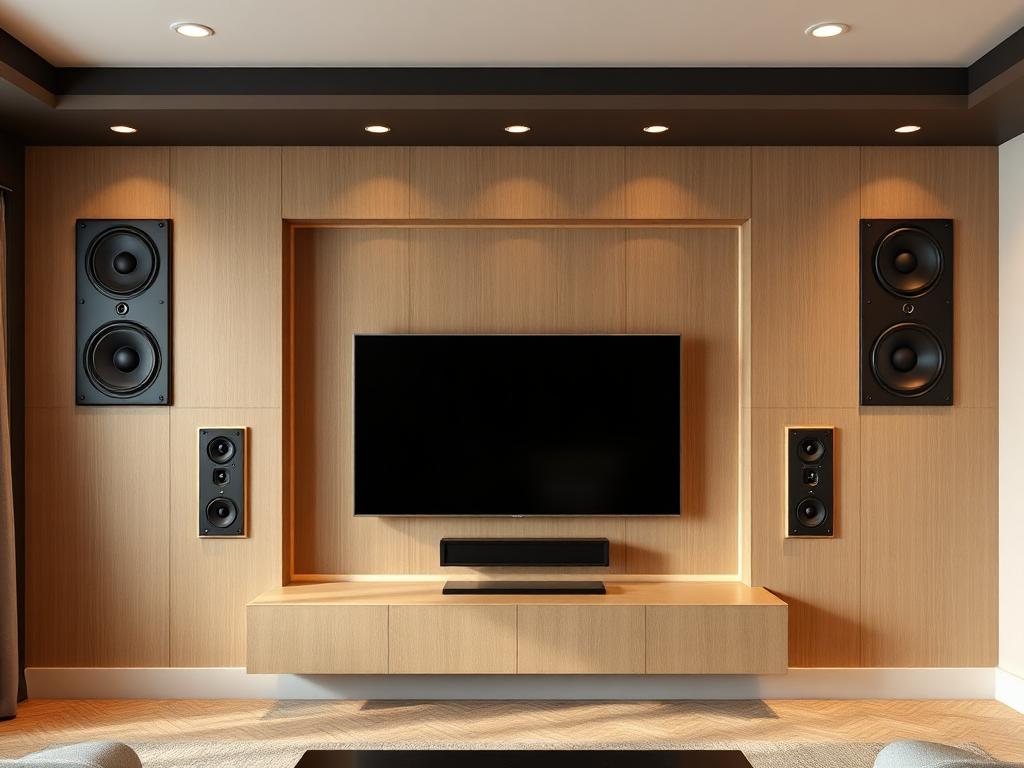 Flanking In-Wall Speakers on a custom media wall
