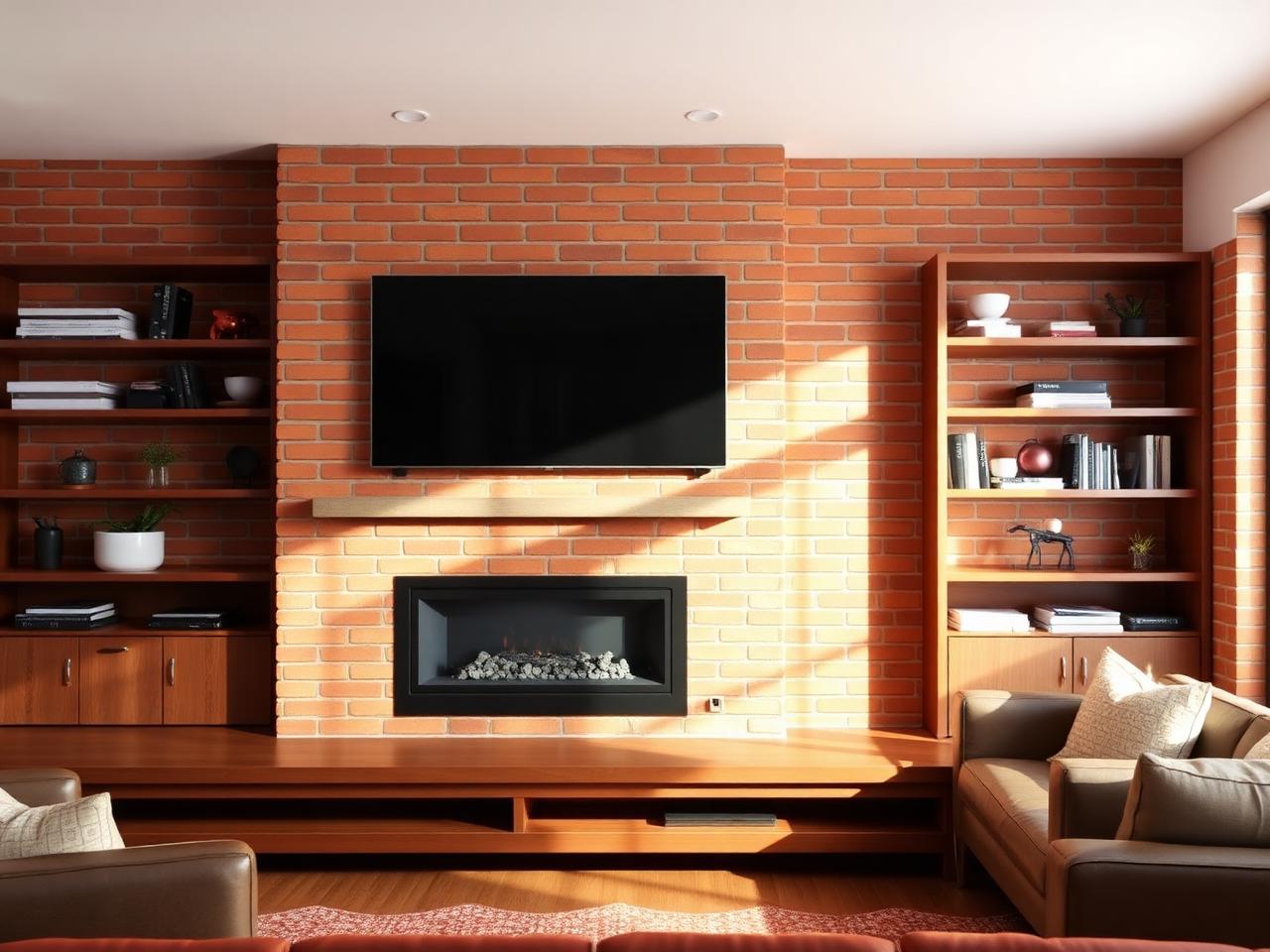 Brick media wall example 6