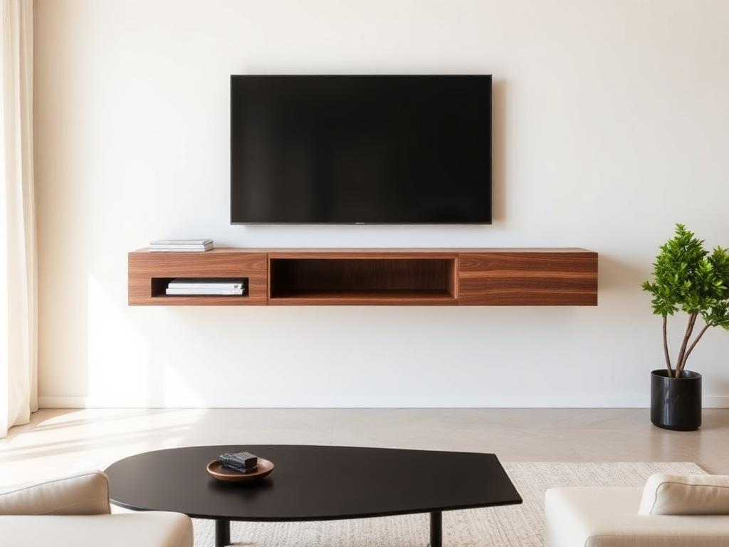 Floating Lower Console on a custom media wall