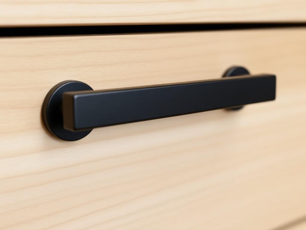 Matte Black hardware finish on a cabinet drawer
