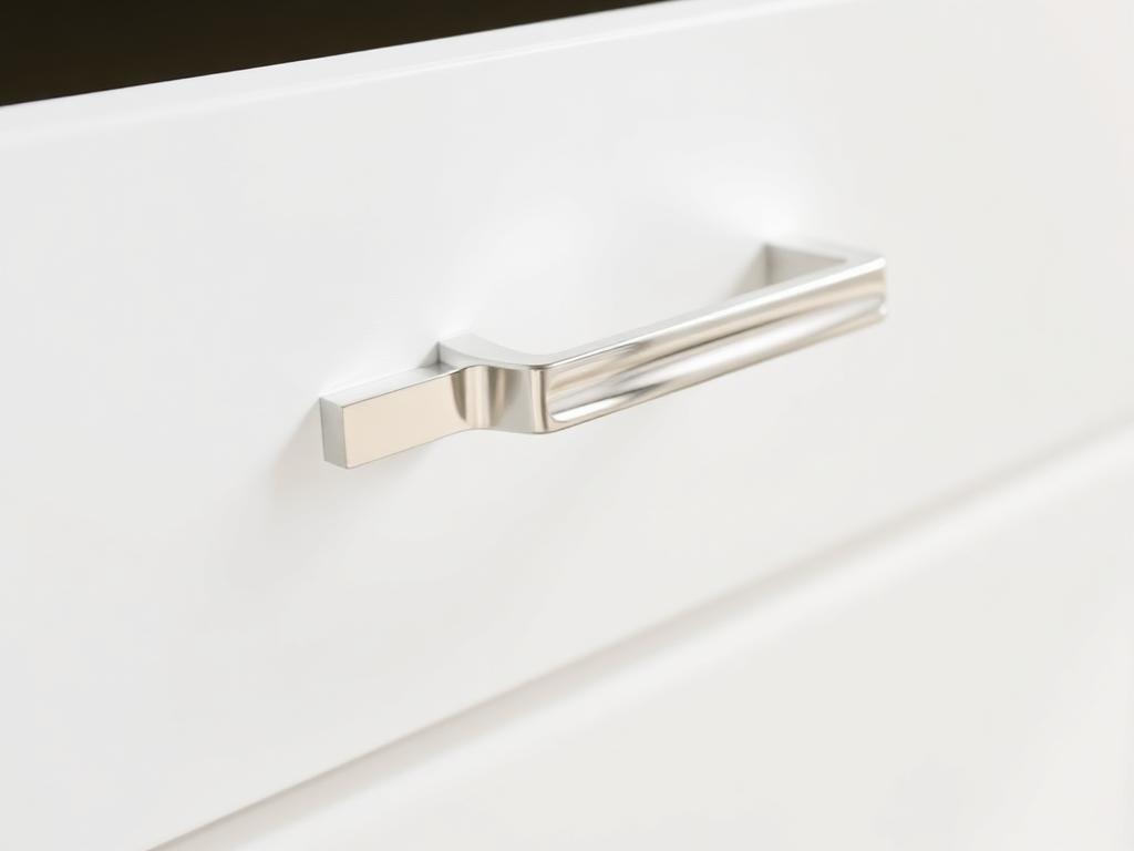 Polished Chrome hardware finish on a cabinet drawer