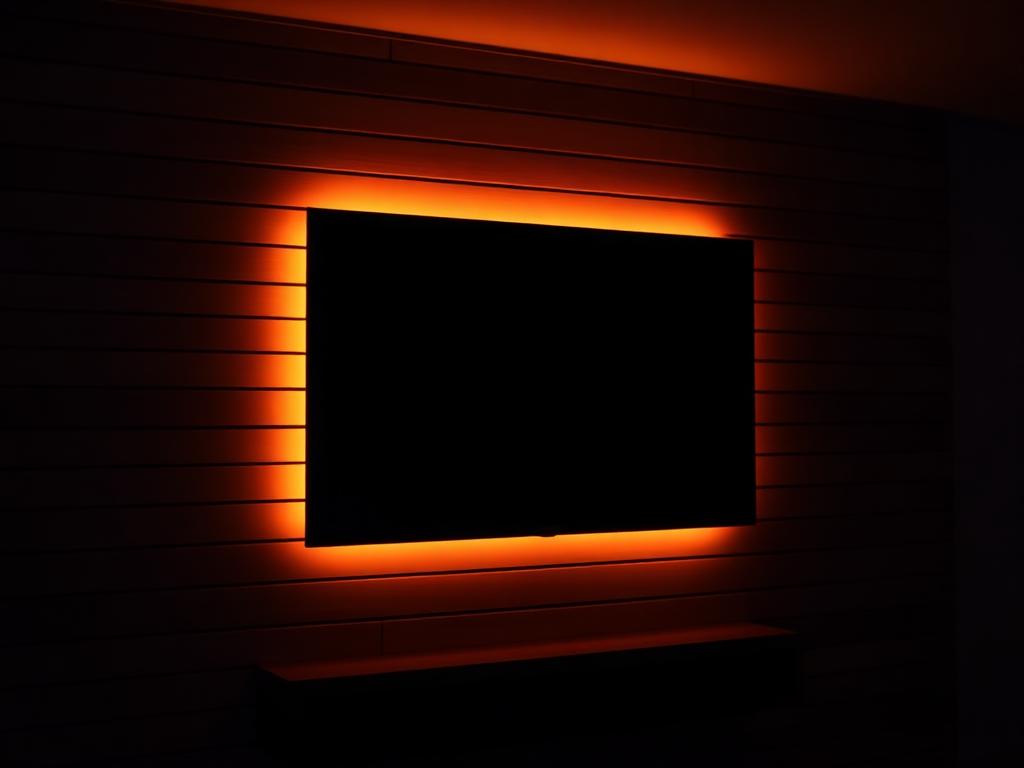 TV Halo Backlight on a custom media wall