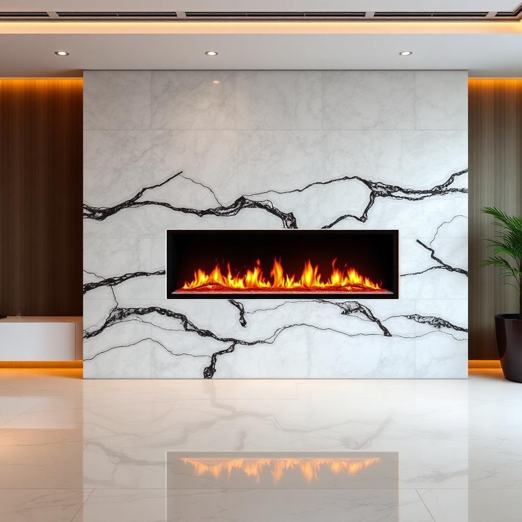 Stone & Linear Fireplace Integration: