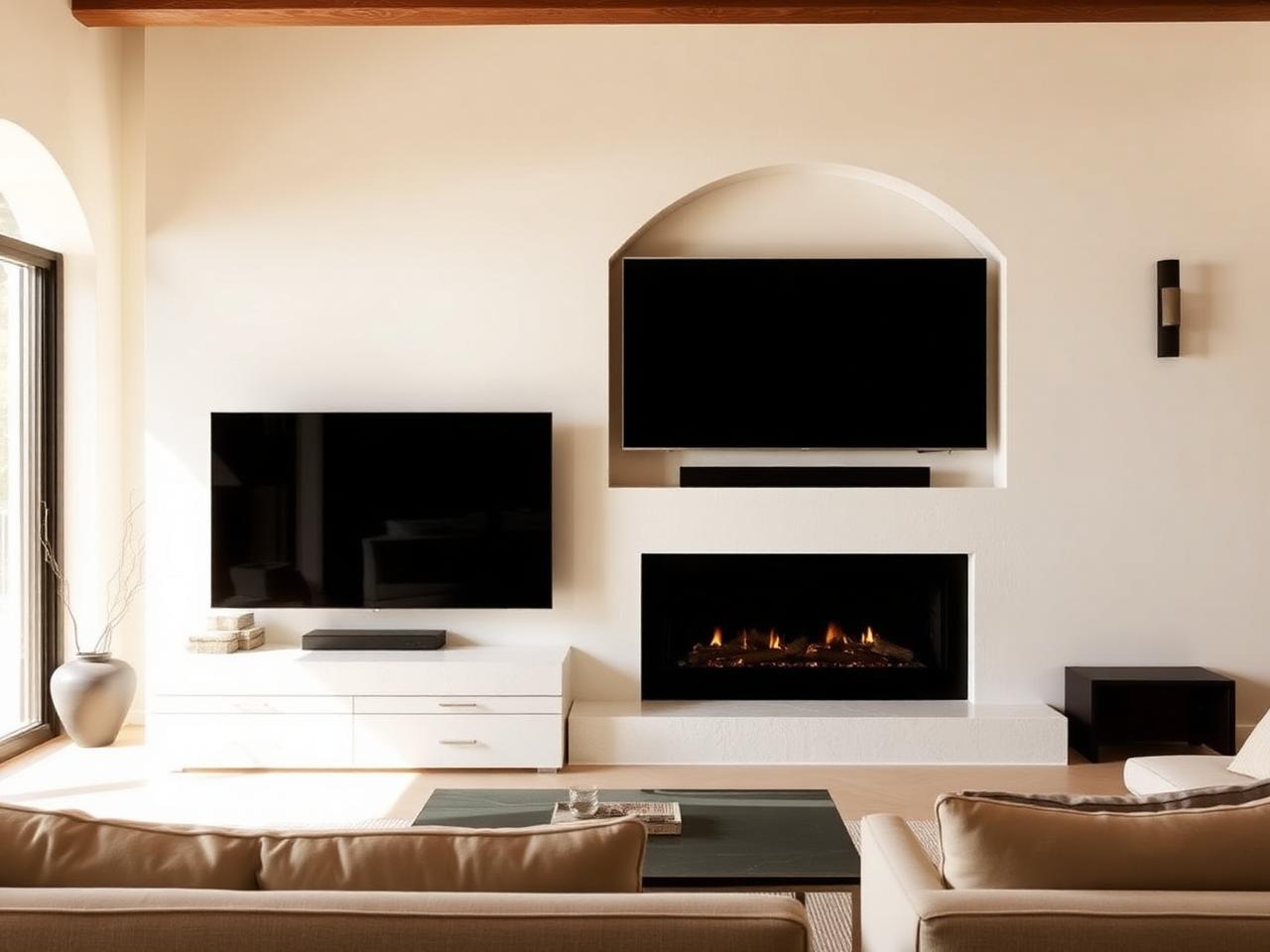 Mediterranean hearth media wall example 5