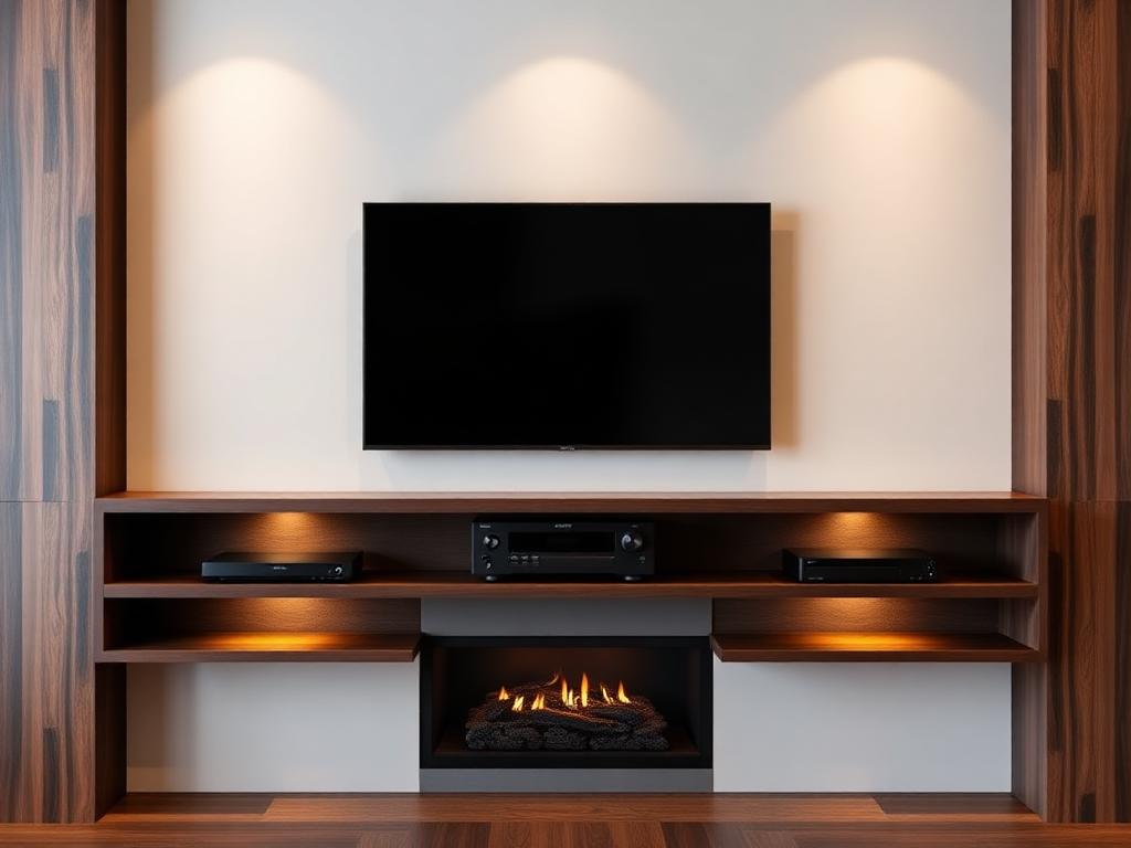 Lower Flanking Shelves on a custom media wall