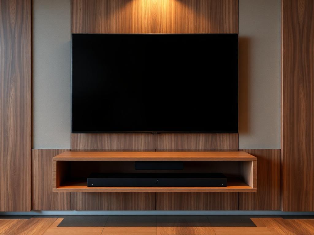 Integrated TV Shelf on a custom media wall