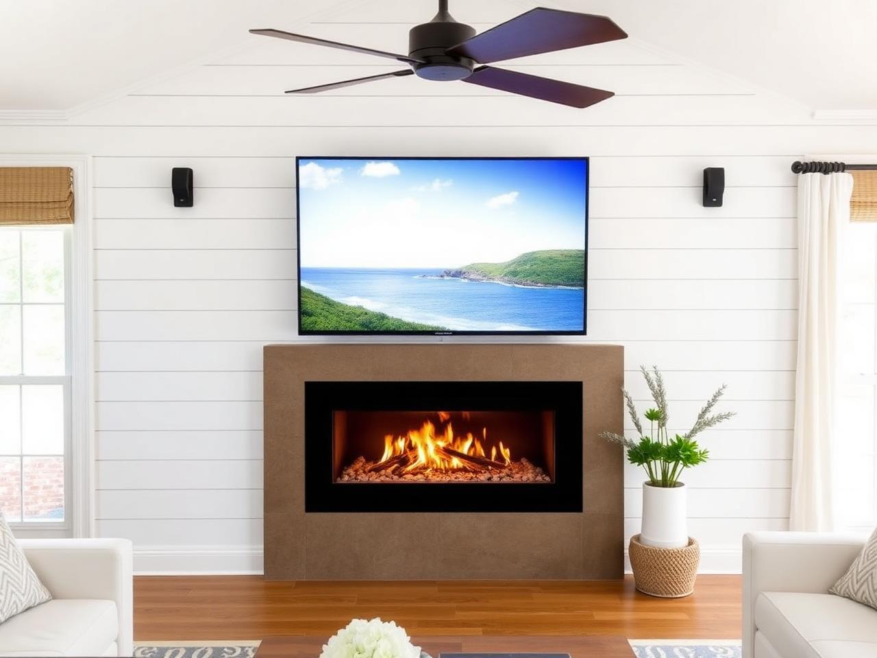 Shiplap coastal media wall example 1