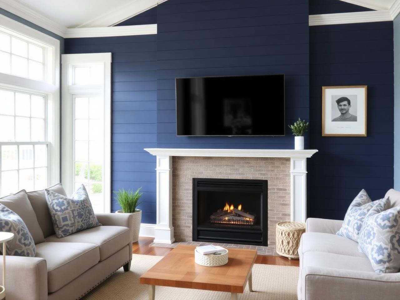 Shiplap coastal media wall example 3