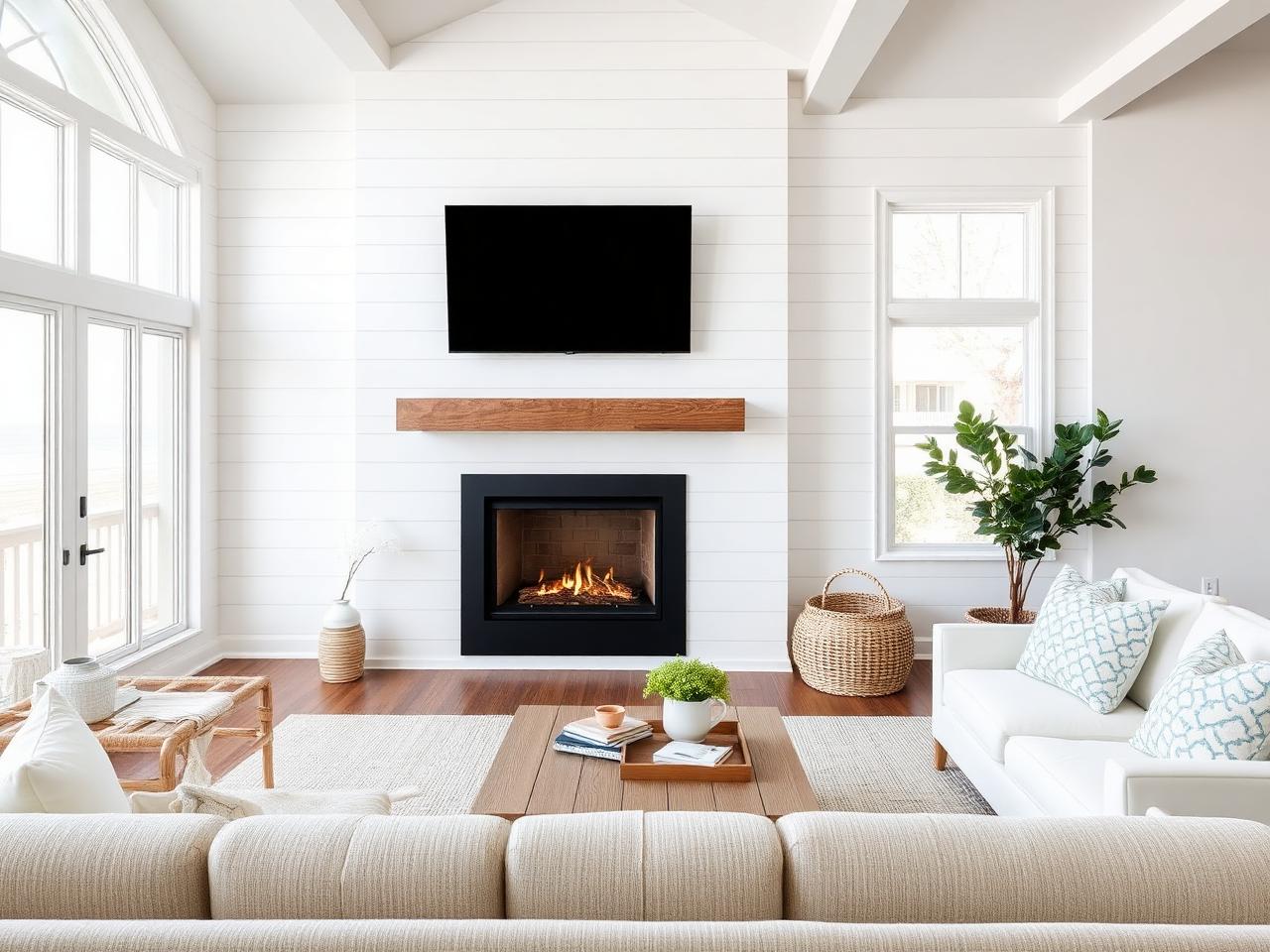 Shiplap coastal media wall example 5