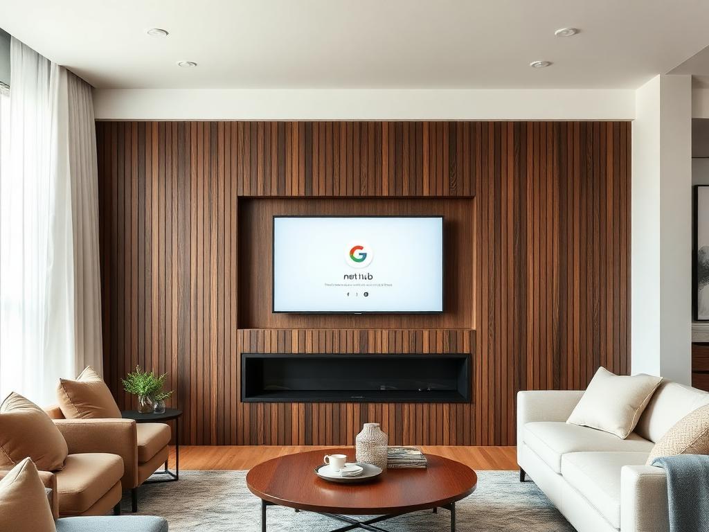 Google Home smart home platform integrated into a custom media wall