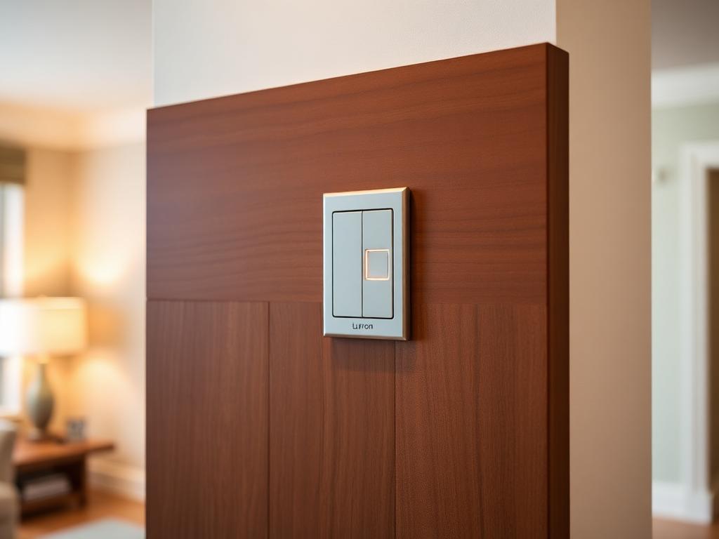 Lutron Caseta · RA3 smart home platform integrated into a custom media wall