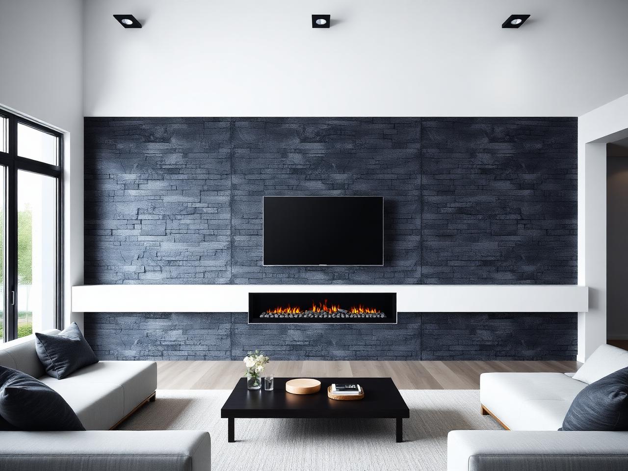 Stone ledger media wall example 4