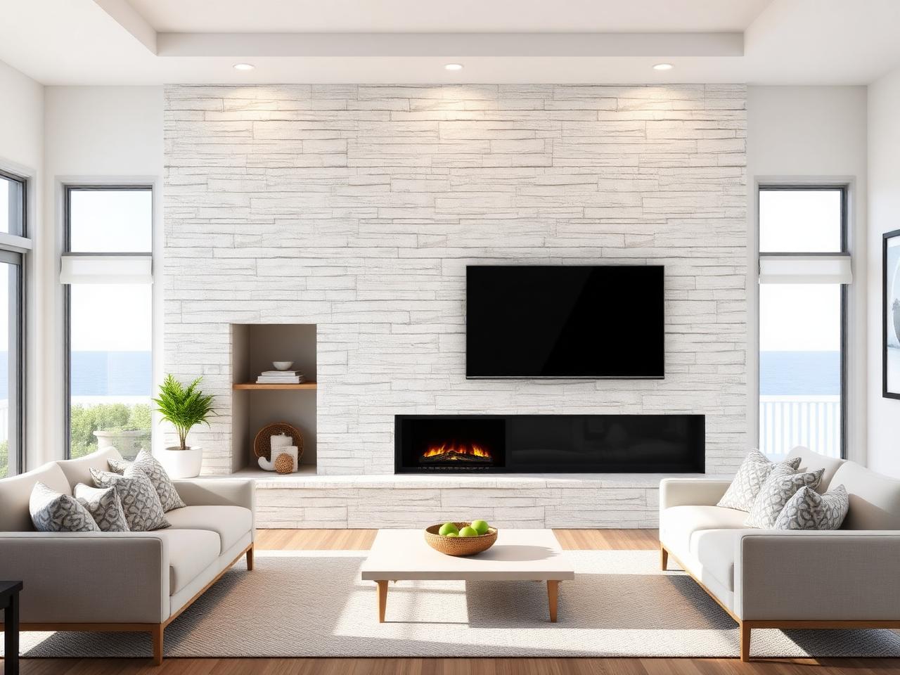 Stone ledger media wall example 6